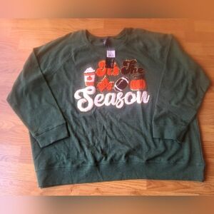 NWT Womens Plus Greeb Sweatshirt, Fall, Football Sz 3X